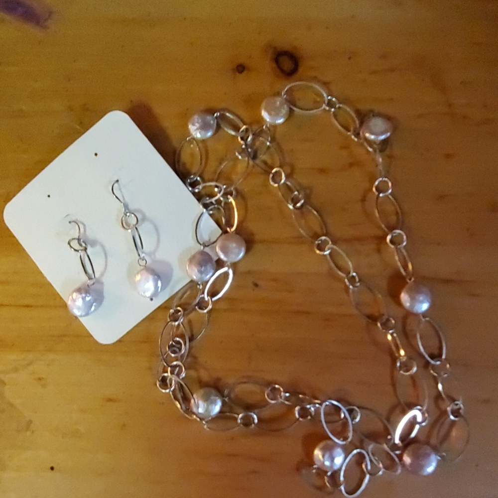 Moon over the sea pearl necklace and earrings